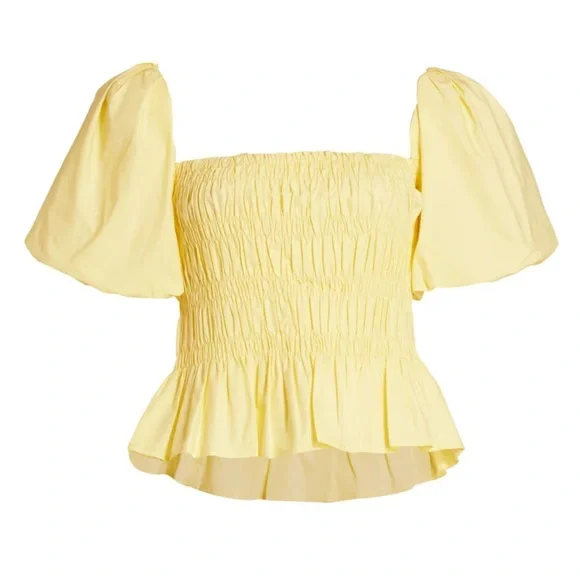 ASTR Savina puff sleeve smocked bodice poplin cottagecore prarie coquette top - Picture 7 of 7